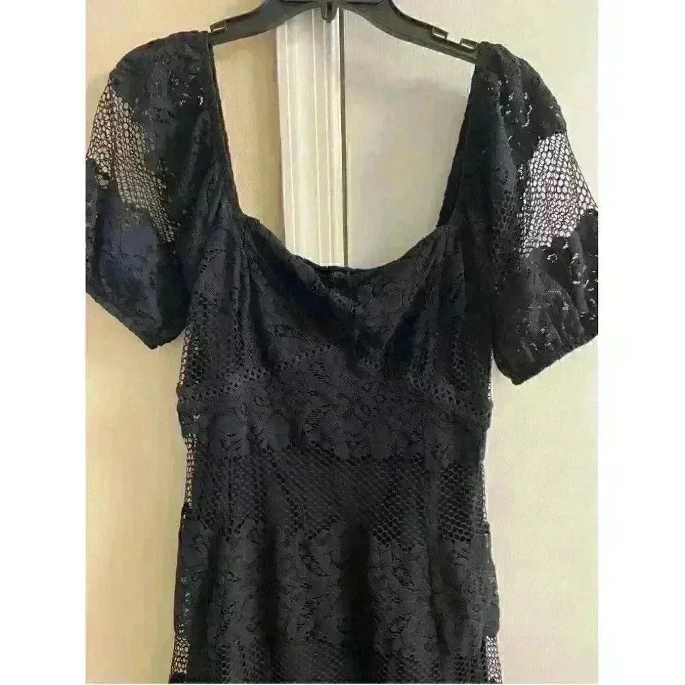 Free People Be‎ Your Baby Black Lace Mini Dress Medium